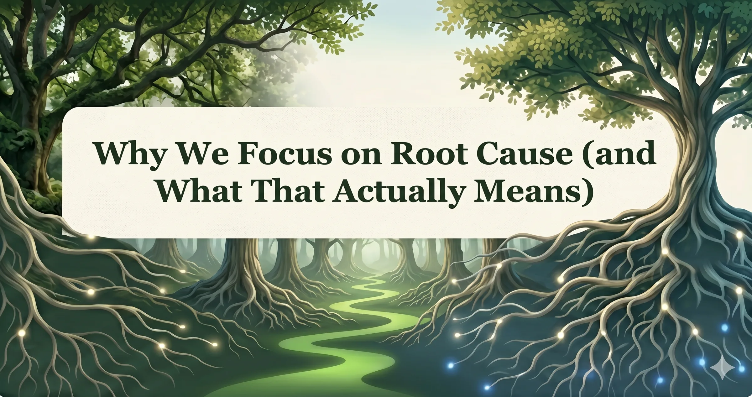A tree with visible roots — representing root-cause wellness